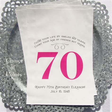 70th Birthday Favor Bags 70th Birthday Adult Birthday