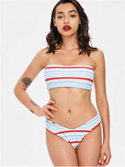 [37 off] 2021 colorful stripe bandeau bikini in multi zaful