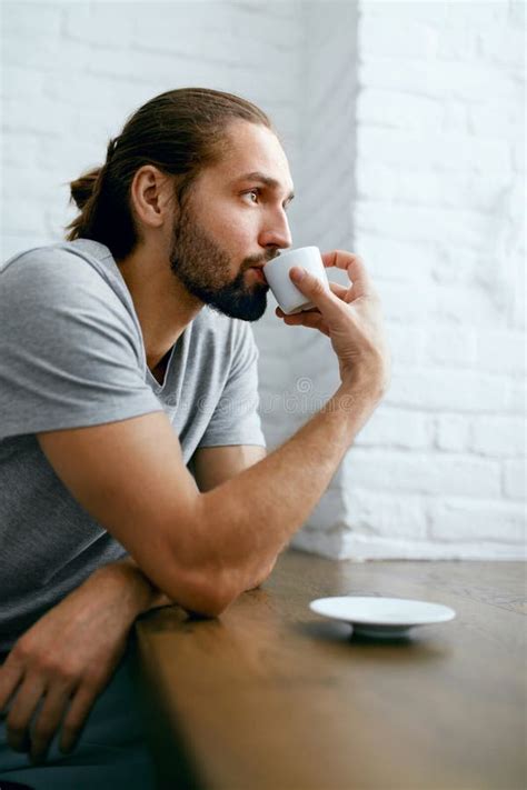 Man Drinking Coffee At Home In Morning Stock Image Image Of Portrait Drink 115990549