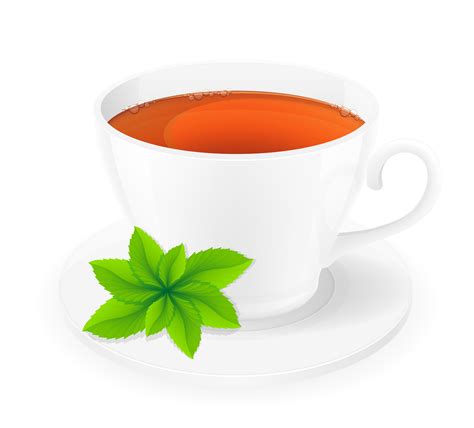 Porcelain Cup Of Tea With Mint Vector Illustration 514078 Vector Art At