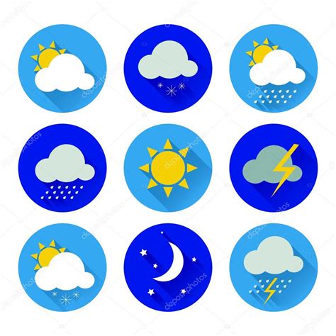 Conjunto De Iconos De Clima Color Plano — Vector De Stock © Ksuksu