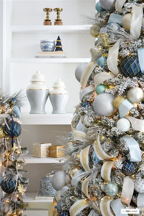 Christmas Living Room Soft Blue Gold Citrineliving Elegant