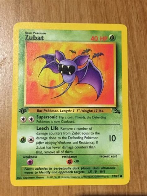 Zubat 1st Edition Pokemon Card Fossil Set Common 5762 Ebay