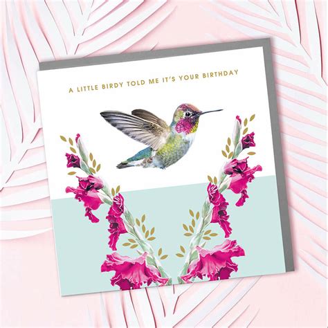 Hummingbird Happy Birthday Card By Lola Design Ltd