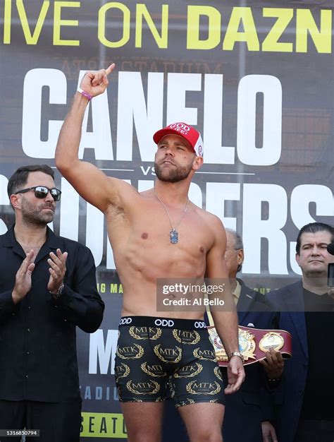 Billy Joe Saunders Poses After Weighing In Against Canelo Alvarez For