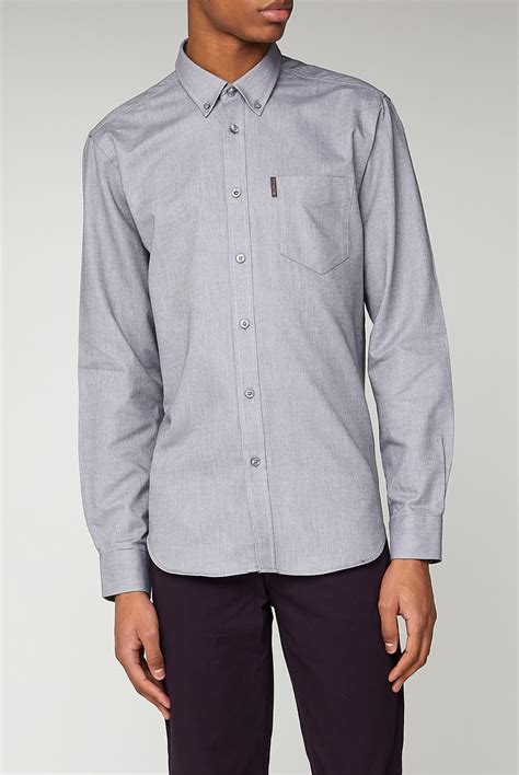 Ben Sherman Light Grey Long Sleeved Oxford Shirt Suit Direct