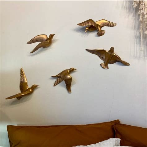 Buy Freespirited Golden Birds Metal Wall Decor Set Of 5 Online In