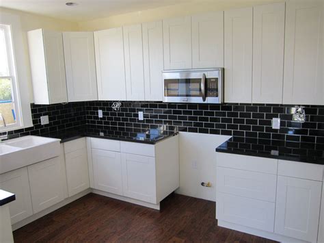 Granite Countertops Black Galaxy White Tile Kitchen Backsplash