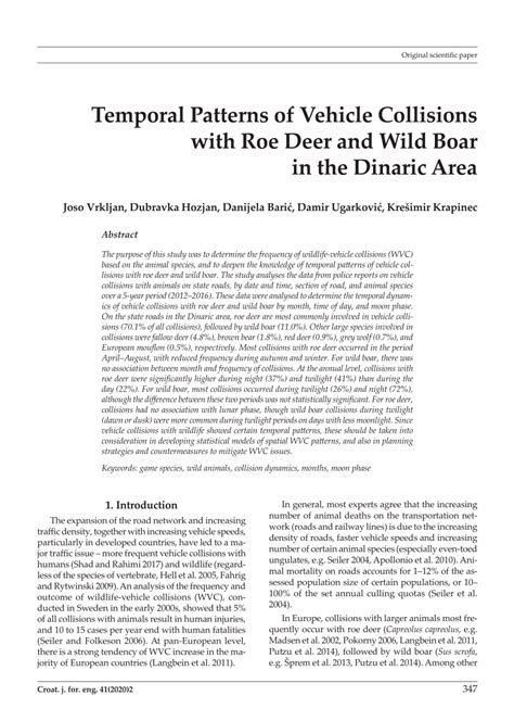 Pdf Temporal Patterns Of Vehicle Collisions With Roe Deer And Wild