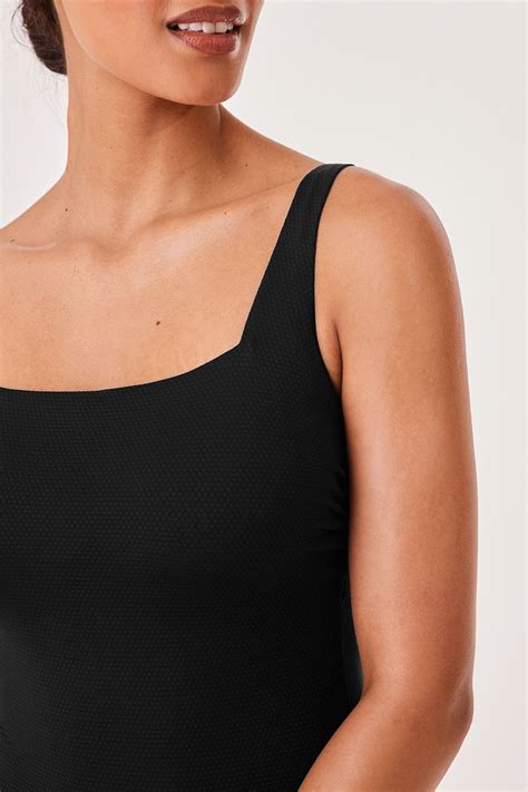 Buy Black Textured Tummy Control Dd Square Neck Swimsuit From Next Ireland