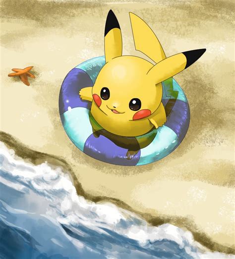 Cute Pikachu At The Beach Pikachu Cute Pokemon Wallpaper Pokemon