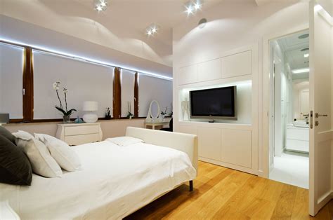 Ideas for your tv having a tv in your bedroom is a great idea until you cant figure out where to place it. Modern Bedroom Television Ideas - HomesFeed