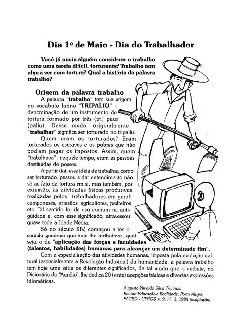 Vencer obstáculos, buscar o pão, trabalhar com alegria na divina tarefa diária. Texto sobre o Dia do Trabalhador - Só Atividades