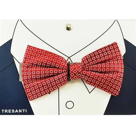 Tresanti Red And White Square Pattern Mens Silk Bow Tie From Ties Planet Uk