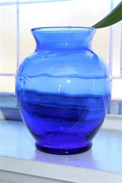 Art Deco Cobalt Blue Glass Vase Vintage 1920s