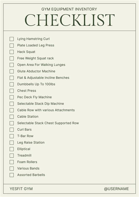 Free Gradient Gym Equipment Inventory Checklist Templates To Design Wepik