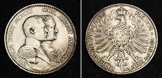 Moneda 3 Mark Ducado de Sajonia-Weimar-Eisenach (1809 - 1918) Plata ...