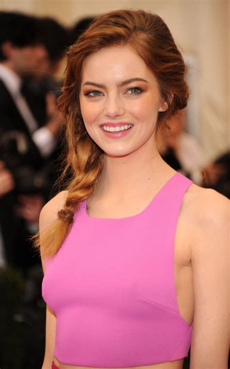 Get Emma Stones Textured Braid And Sunkissed Makeup From The Met Gala Beauty High Sleek