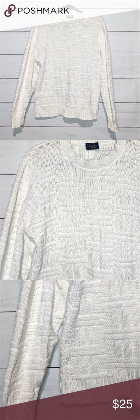 Vintage White Textured Sweater Q047 Textured Sweater Textured Knit