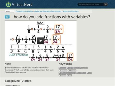 When you first start handling fractions with variable, this may be done. How Do You Add Fractions with Variables? Video for 8th ...