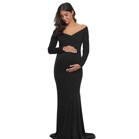 Black Off Shoulder Long Sleeve Maternity Dress Mothers Closet