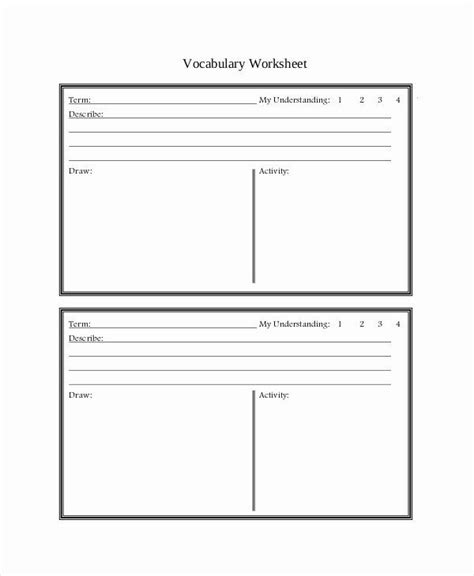 Blank Vocabulary Worksheet Template Beautiful Ms Word Personal Tasks To