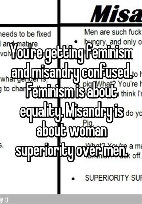 Youre Getting Feminism And Misandry Confused Feminism Is About Equality Misandry Is About