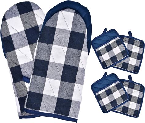 Oven Mitts And Potholders Set 6pcs Cotton Pot Holders Pads