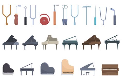 Piano tuner icons set cartoon vector. Sound music 29475078 Vector Art