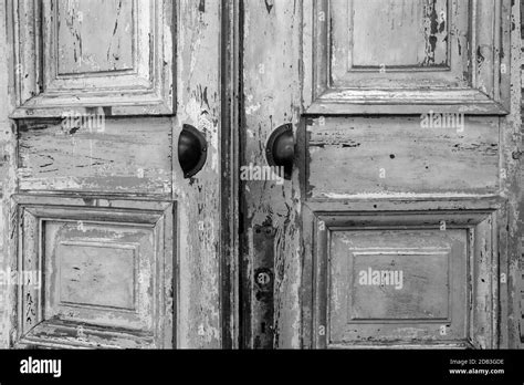 Vintage Old Wooden Door With Cracks Background Texture Peeling Paint