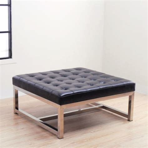 Square coffee table ottoman *see offer details. Liberty Large Black Leather Ottoman - Overstock™ Shopping ...