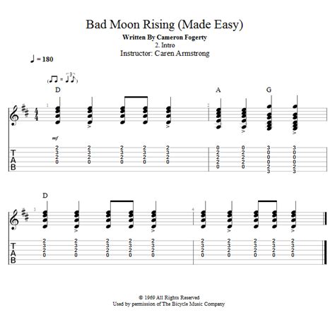 Guitar Lessons Bad Moon Rising Made Easy Intro