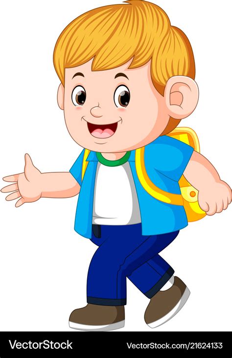 Little Boy Going To School Royalty Free Vector Image