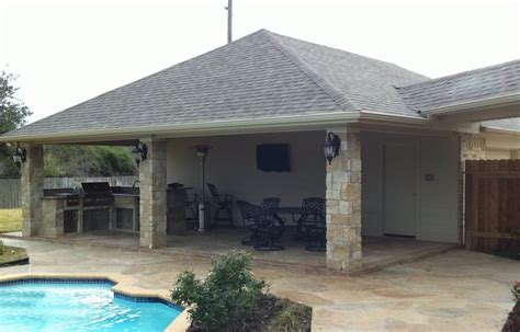 Patio Cover And Outdoor Kitchen Off Garage Texas Custom Patios