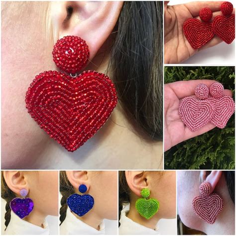 Heart Earrings Women S Drop Clip On Earrings Handmade Etsy