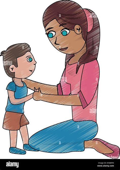Mother And Son Cartoon