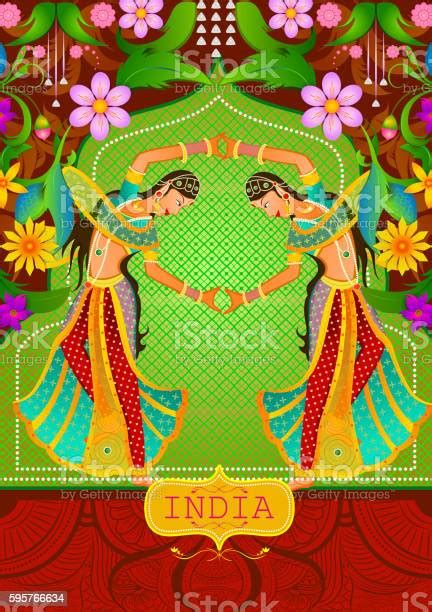Floral Background With Dancing Indian Ladies Showing Incredible India