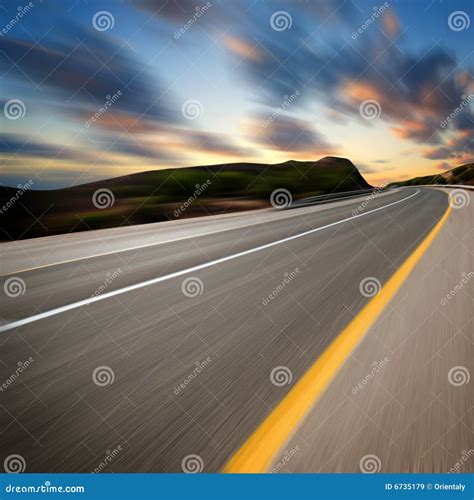 Road Art Sunset Stock Image Image Of Road Turns Moving 6735179