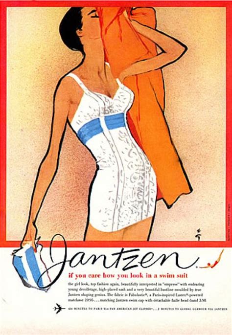 illustration by rené gruau 1957 jantzen swimwear vintage bathing suit ad rene gruau