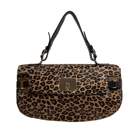 Lambertson Truex Leopard Print Cowhair Shoulder Bag