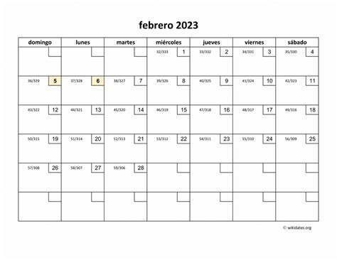 Calendario Febrero 2023 De México