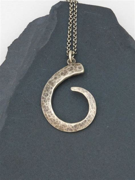 Handmade Sterling Silver Necklace Forged Silver 925 Enso Pendant