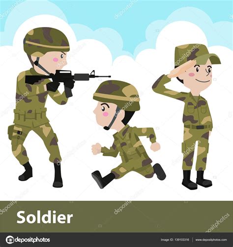Soldados Defensa Lucha Militar Acción Ilustración De Stock Por
