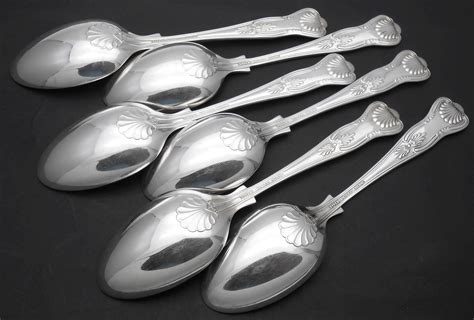 Kings Pattern Dessert Spoons Set Of 6 Silver Plated Epns A1