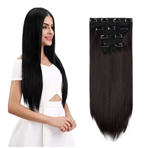 4pcs Clip In Straight Hair Extensions Natural Straight Hairpieces With 11 Clips 18 24 Inch