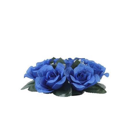 4 Pack 3 Royal Blue Silk Rose Candle Ring Tableclothsfactory