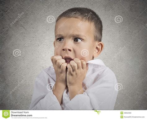Nervous Anxious Stressed Child Boy Biting Fingernails Stock Image