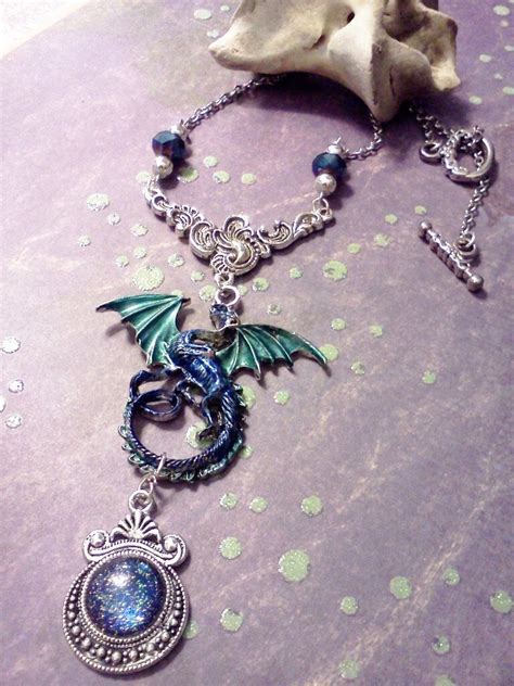 Sapphire Dragon Fantasy Necklace Crystal Dragon Pendant Blue Etsy