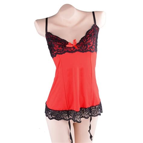 Jual Lingerie Fashion Baju Tidur Sexy Model Renda Merah Tali Hitam Di