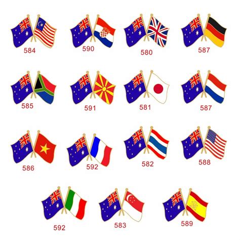 Double Flags Friendship National Flag Metal Lapel Pin Australia In Pins